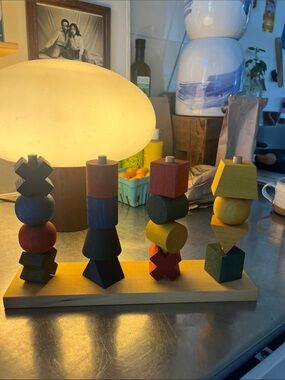NIB Wooden Story Montessori block shape stacking toy non-toxic handmade